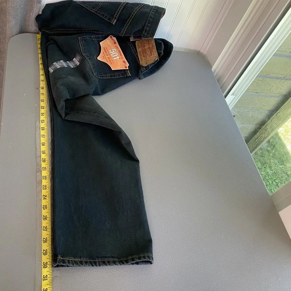 Levis Mens 501 Jeans 36x30 Dark Blue Denim Button Fly Straight Leg 100% Cotton